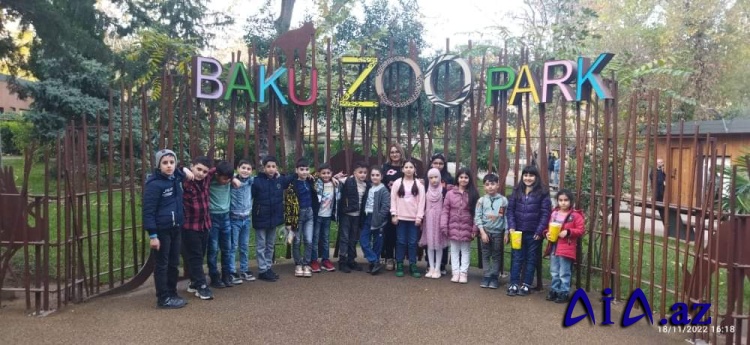 Ağgamlı şagirdlər Bakı Zooloji Parkında