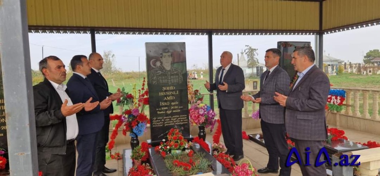 Saatlı rayonunda Şəhid Həsənli Amid İsaq oğlunun məzarını ziyarət edilib