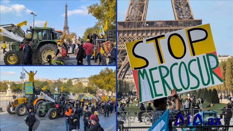 Fransada fermerlər Aİ ilə Merkosur müqaviləsinə qarşı etiraz aksiyası keçiriblər