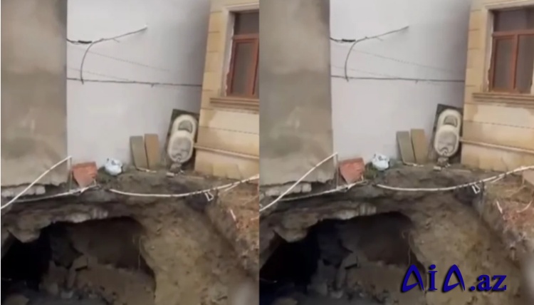 Bakıda torpaq çökdü: Evlər üçün təhlükə yarandı - VİDEO