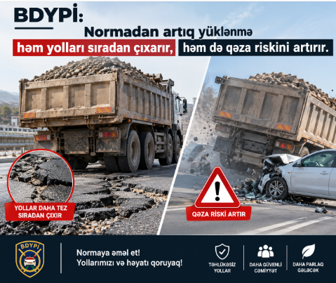 BDYPİ: Normadan artıq yüklənmə həm yolları sıradan çıxarır, həm də qəza riskini artırır